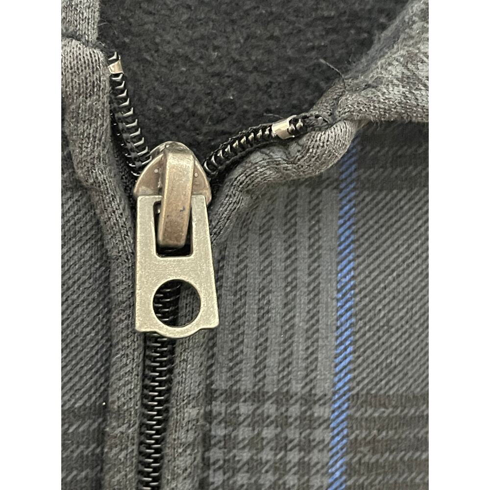 Yago Sweatshirt Jacket Mens X-Large XL Plaid Full Zip Hoodie Blue Black - Picture 4 of 9